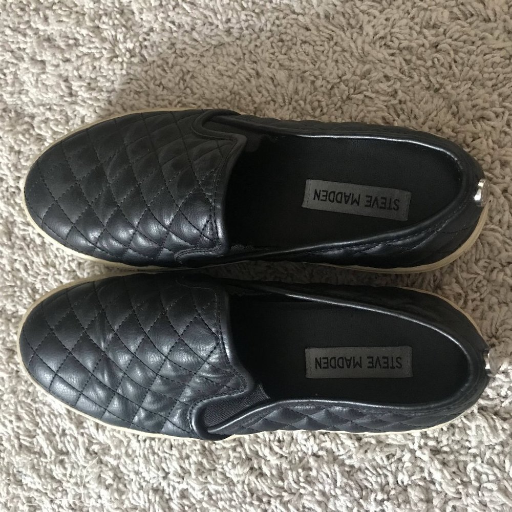 steve madden black leather sneakers